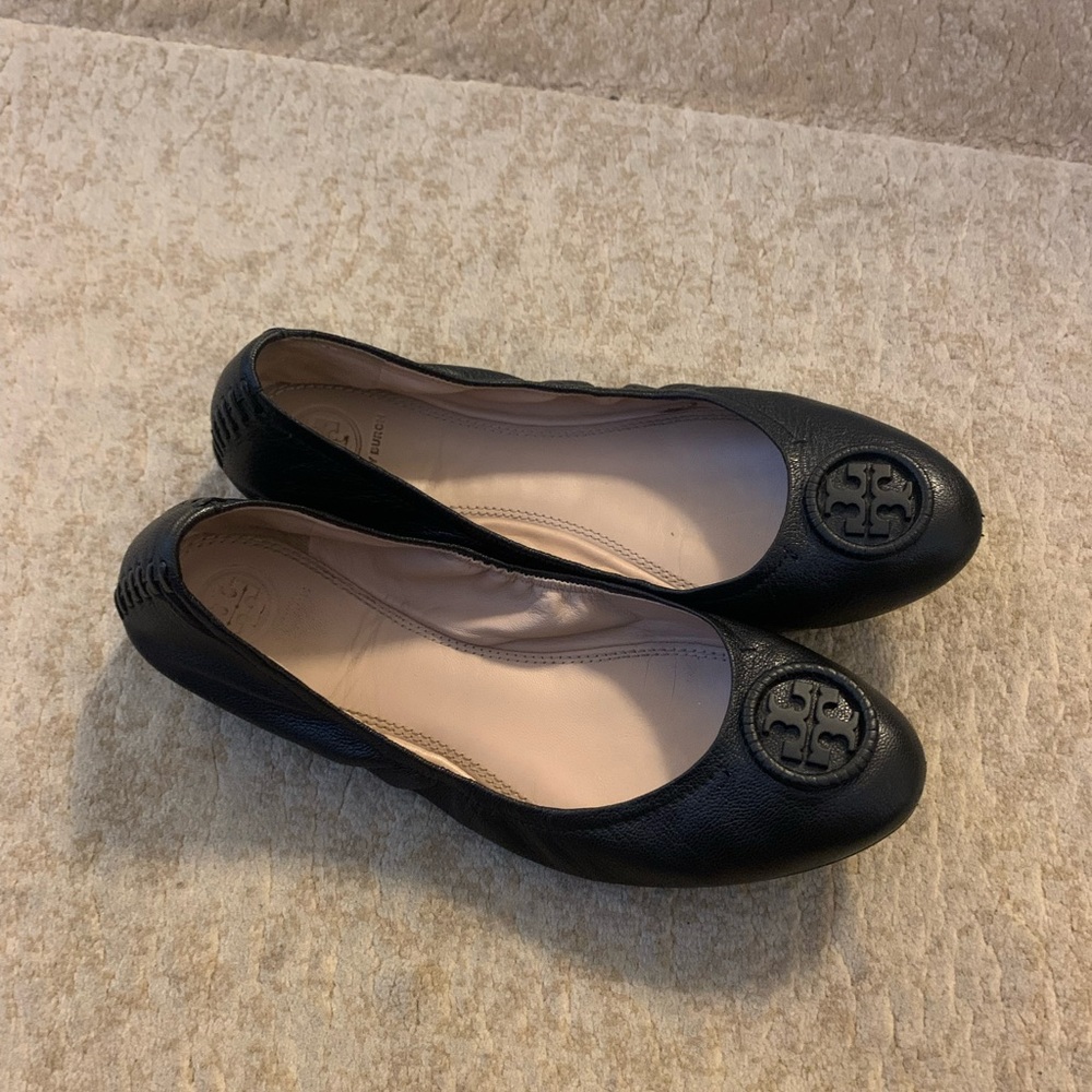 Tory Burch Allie Ballet Flats Black Leather
